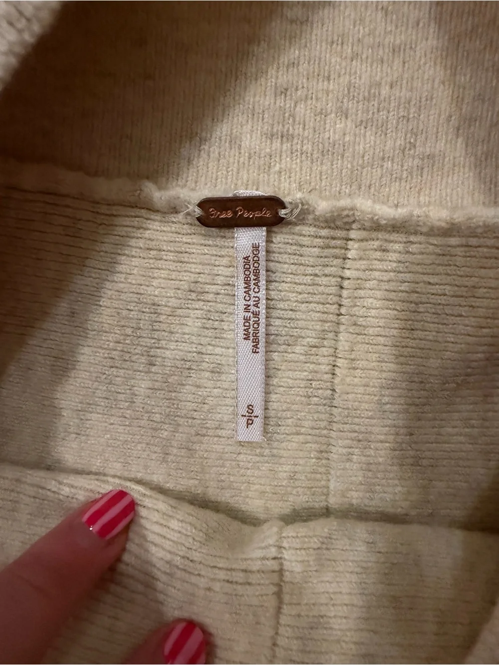 Free People Cream Ribbed Zip-Up Knit Jacket and skirt set